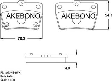 Akebono AN-484WK - Bremžu uzliku kompl., Disku bremzes ps1.lv