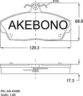 Akebono AN-4346KE - Bremžu uzliku kompl., Disku bremzes ps1.lv