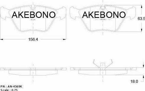 Akebono AN-4369K - Bremžu uzliku kompl., Disku bremzes ps1.lv