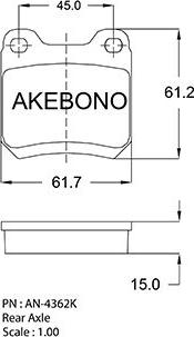 Akebono AN-4362K - Bremžu uzliku kompl., Disku bremzes ps1.lv