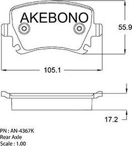 Akebono AN-4367K - Bremžu uzliku kompl., Disku bremzes ps1.lv