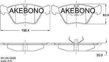 Akebono AN-4305K - Bremžu uzliku kompl., Disku bremzes ps1.lv