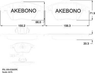 Akebono AN-4306WK - Bremžu uzliku kompl., Disku bremzes ps1.lv