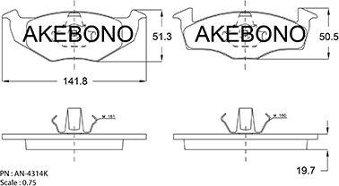 Akebono AN-4314KE - Bremžu uzliku kompl., Disku bremzes ps1.lv