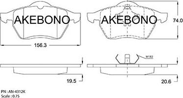 Akebono AN-4312KE - Bremžu uzliku kompl., Disku bremzes ps1.lv