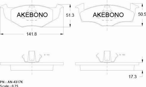 Akebono AN-4317KE - Bremžu uzliku kompl., Disku bremzes ps1.lv