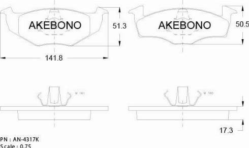 Akebono AN-4317K - Bremžu uzliku kompl., Disku bremzes ps1.lv