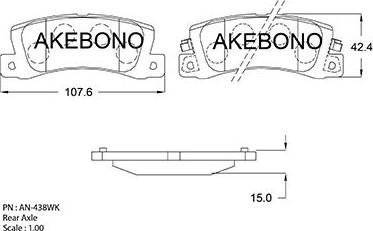 Akebono AN-438WKE - Bremžu uzliku kompl., Disku bremzes ps1.lv