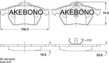 Akebono AN-4333KE - Bremžu uzliku kompl., Disku bremzes ps1.lv