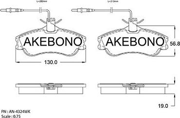 Akebono AN-4324WKE - Bremžu uzliku kompl., Disku bremzes ps1.lv