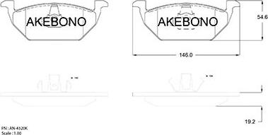 Akebono AN-4320KE - Bremžu uzliku kompl., Disku bremzes ps1.lv