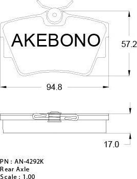 Akebono AN-4292K - Bremžu uzliku kompl., Disku bremzes ps1.lv