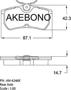 Akebono AN-4246KE - Bremžu uzliku kompl., Disku bremzes ps1.lv