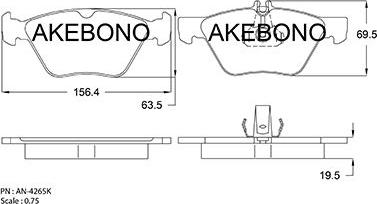 Akebono AN-4265KE - Bremžu uzliku kompl., Disku bremzes ps1.lv