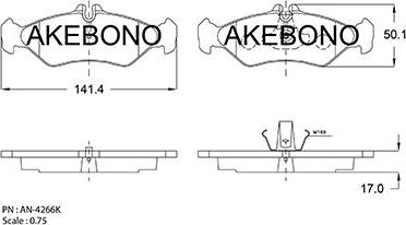 Akebono AN-4266KE - Bremžu uzliku kompl., Disku bremzes ps1.lv