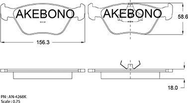 Akebono AN-4268KE - Bremžu uzliku kompl., Disku bremzes ps1.lv