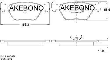 Akebono AN-4268K - Bremžu uzliku kompl., Disku bremzes ps1.lv