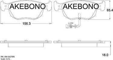 Akebono AN-4267WKE - Bremžu uzliku kompl., Disku bremzes ps1.lv