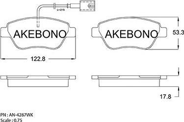 Akebono AN-4287WKE - Bremžu uzliku kompl., Disku bremzes ps1.lv