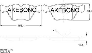 Akebono AN-4238KE - Bremžu uzliku kompl., Disku bremzes ps1.lv