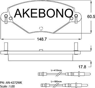 Akebono AN-4272WK - Bremžu uzliku kompl., Disku bremzes ps1.lv