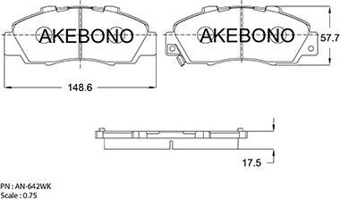 Akebono AN-642WK - Bremžu uzliku kompl., Disku bremzes ps1.lv