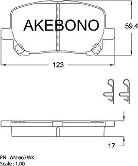 Akebono AN-667WK - Bremžu uzliku kompl., Disku bremzes ps1.lv