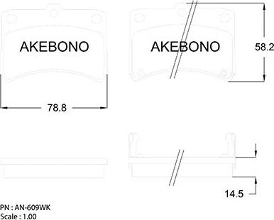 Akebono AN-609WK - Bremžu uzliku kompl., Disku bremzes ps1.lv