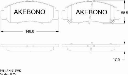 Akebono AN-613WKE - Bremžu uzliku kompl., Disku bremzes ps1.lv