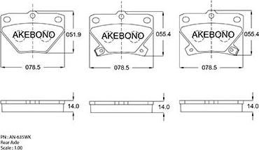 Akebono AN-635WKE - Bremžu uzliku kompl., Disku bremzes ps1.lv