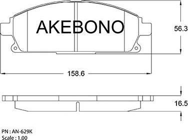 Akebono AN-629K - Bremžu uzliku kompl., Disku bremzes ps1.lv