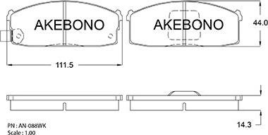 Akebono AN-088WKE - Bremžu uzliku kompl., Disku bremzes ps1.lv