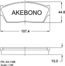 Akebono AN-158K - Bremžu uzliku kompl., Disku bremzes ps1.lv