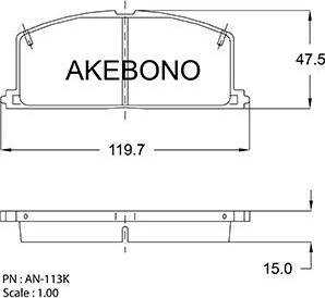 Akebono AN-113K - Bremžu uzliku kompl., Disku bremzes ps1.lv