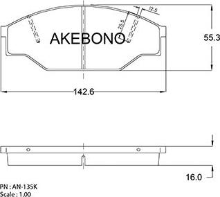 Akebono AN-135KE - Bremžu uzliku kompl., Disku bremzes ps1.lv