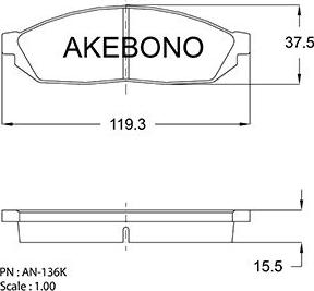 Akebono AN-136KE - Bremžu uzliku kompl., Disku bremzes ps1.lv