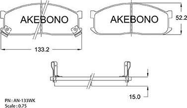 Akebono AN-133WK - Bremžu uzliku kompl., Disku bremzes ps1.lv