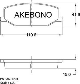 Akebono AN-129K - Bremžu uzliku kompl., Disku bremzes ps1.lv