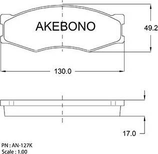 Akebono AN-127K - Bremžu uzliku kompl., Disku bremzes ps1.lv