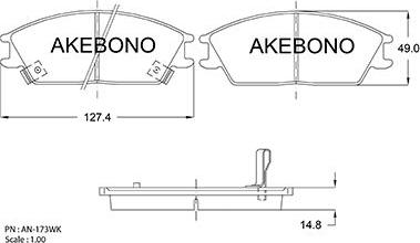 Akebono AN-173WKE - Bremžu uzliku kompl., Disku bremzes ps1.lv