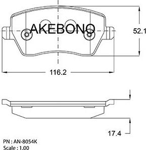 Akebono AN-8054K - Bremžu uzliku kompl., Disku bremzes ps1.lv