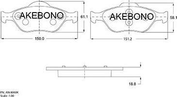 Akebono AN-8060K - Bremžu uzliku kompl., Disku bremzes ps1.lv