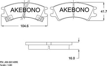 Akebono AN-8014WKE - Bremžu uzliku kompl., Disku bremzes ps1.lv