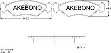 Akebono AN-8031K - Bremžu uzliku kompl., Disku bremzes ps1.lv