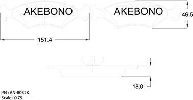 Akebono AN-8032K - Bremžu uzliku kompl., Disku bremzes ps1.lv