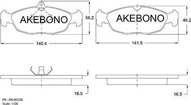 Akebono AN-8022K - Bremžu uzliku kompl., Disku bremzes ps1.lv