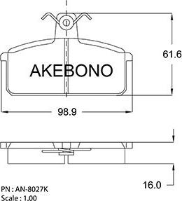 Akebono AN-8027K - Bremžu uzliku kompl., Disku bremzes ps1.lv