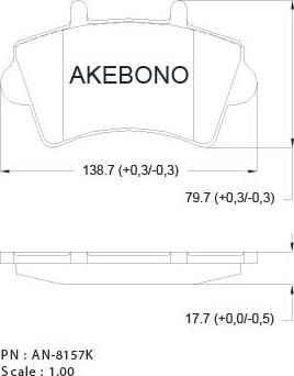 Akebono AN-8157K - Bremžu uzliku kompl., Disku bremzes ps1.lv