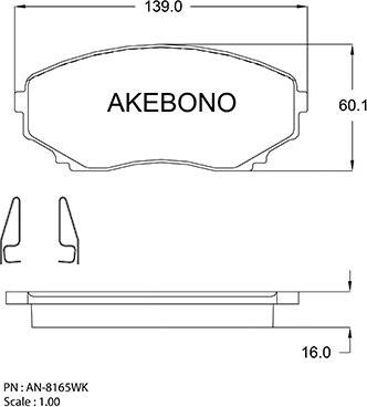 Akebono AN-8165WK - Bremžu uzliku kompl., Disku bremzes ps1.lv