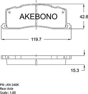 Akebono AN-340KE - Bremžu uzliku kompl., Disku bremzes ps1.lv